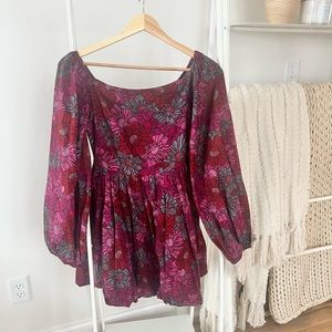 Floral Maroon Mini Dress